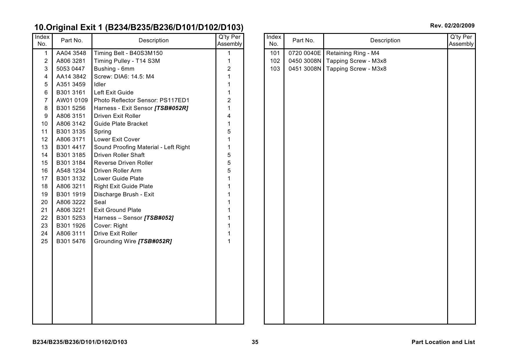 RICOH Aficio MP-9000 1110 1350 906EX 1106EX 1356EX B234 B235 B236 D101 D102 D103 Parts Catalog-6